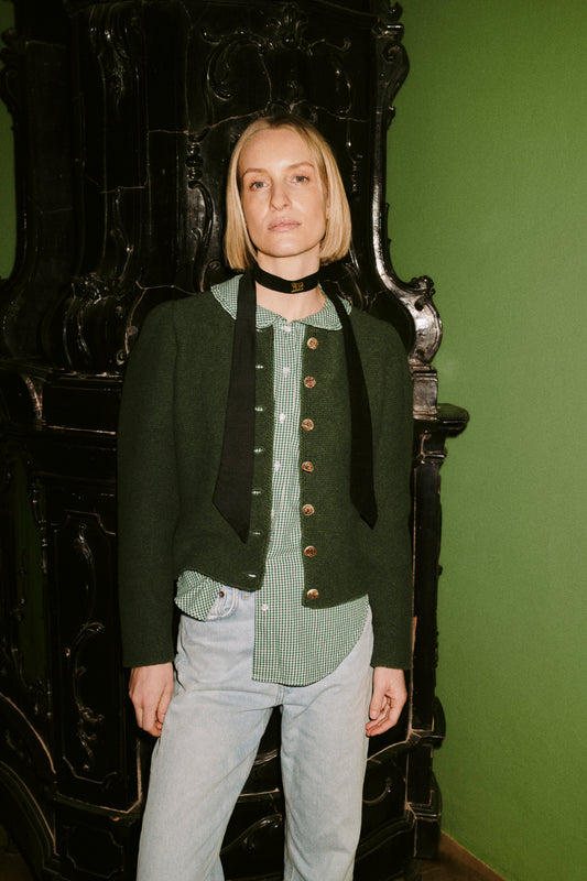 Theresia Blouse in green flanell