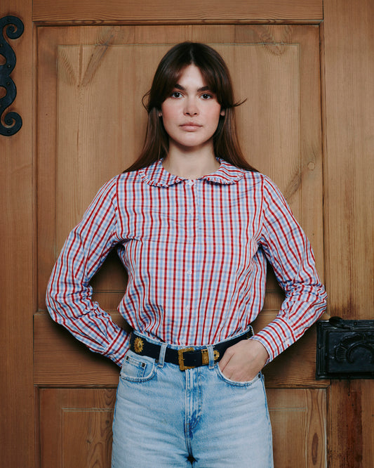 Theresia Blouse in red/blue vichy