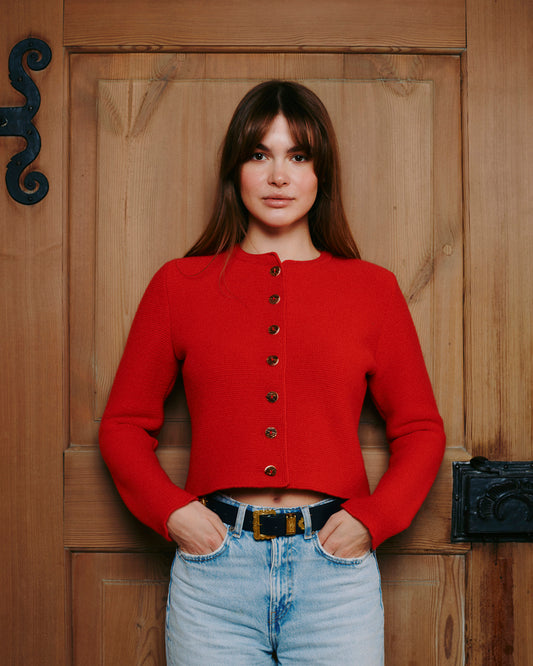 Theodora Knit Janker in alpine red