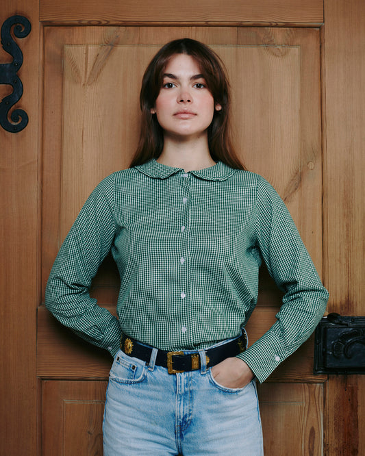 Theresia Blouse in green flanell